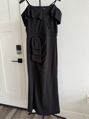 Elegant Black Ruffle-Accent Maxi Dress